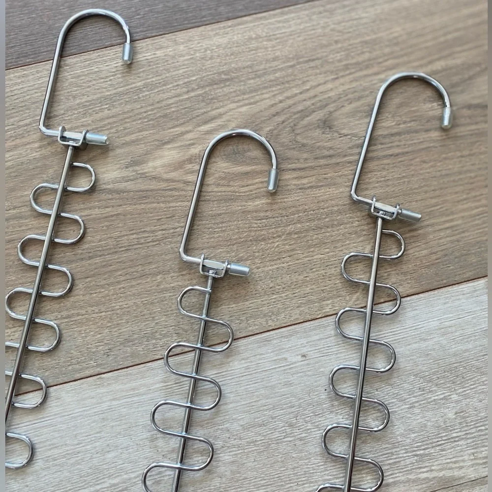 (3) SET SPACE SAVING METAL CHAIN 12 SLOT CASCADING CLOTHING HANGERS